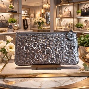 Silver Floral Embossed Wallet